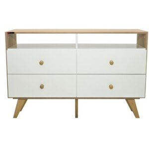 Comoda 4 cajones VOSS | Color blanco y roble | Gacela