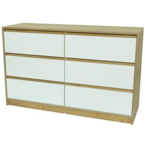 Comoda 6 cajones | Color blanco y roble | Gacela